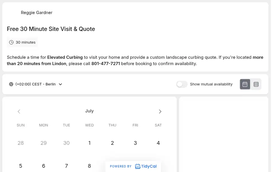 Screenshot of elevatedcurbing.com