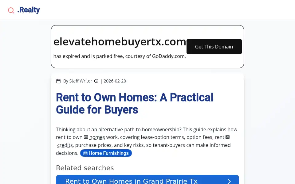 Screenshot of elevatehomebuyertx.com