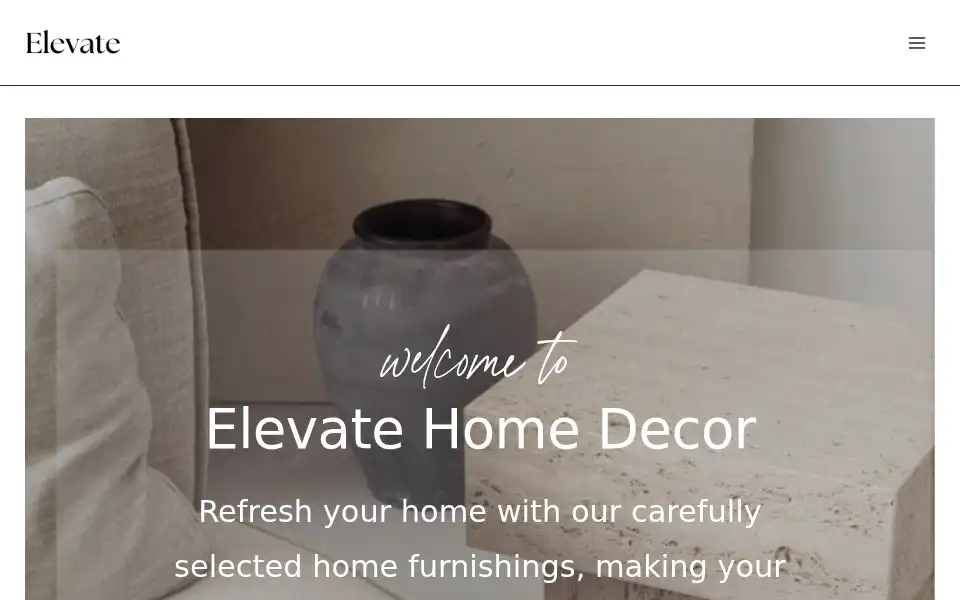 Screenshot of elevatehomedecor.com