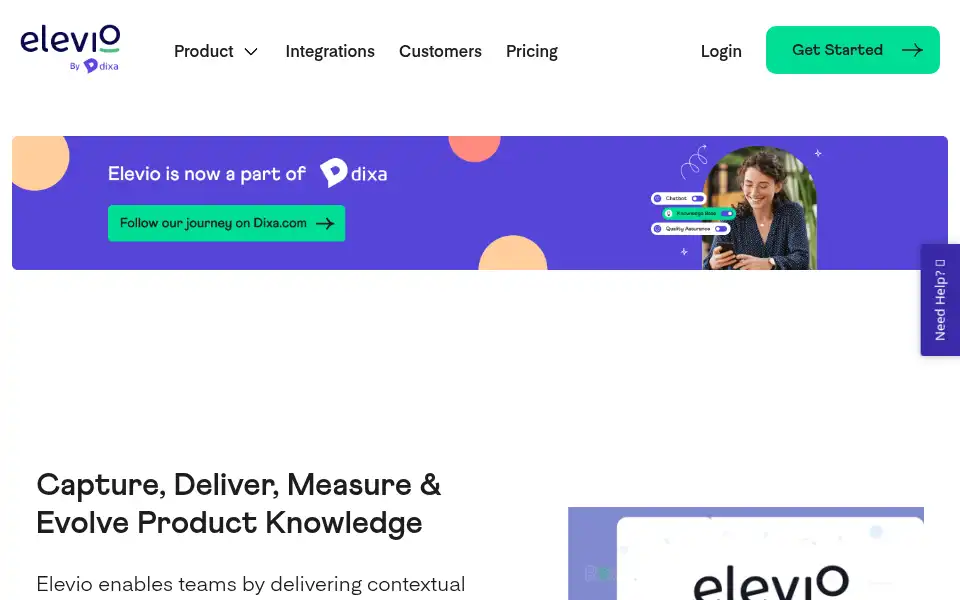 Screenshot of elevio.com