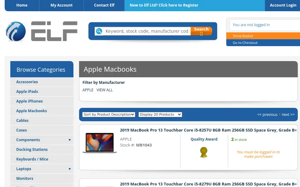 Screenshot of elf.co.uk