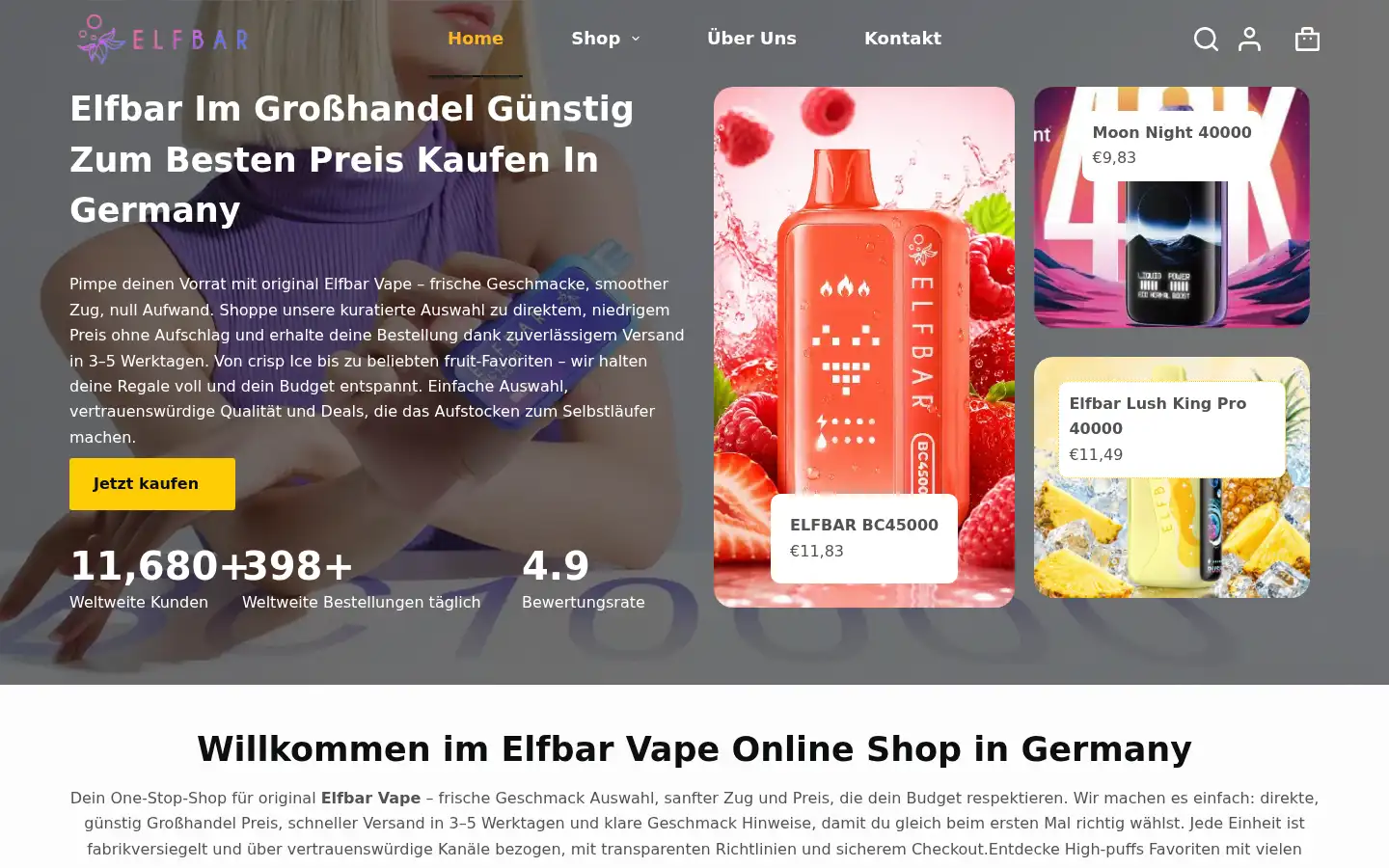Screenshot of elfbar-evape.de