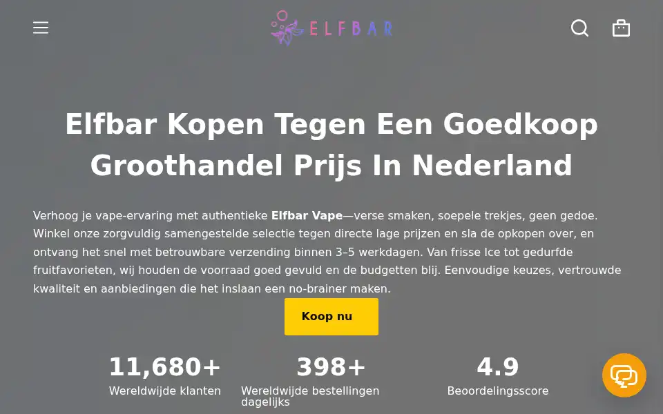 Screenshot of elfbarstore.nl