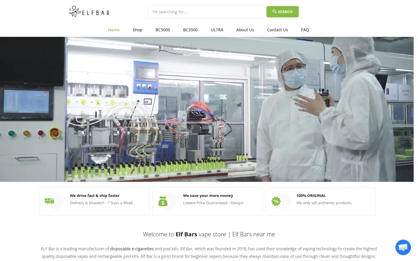 Screenshot of elfbarsvapestore.com