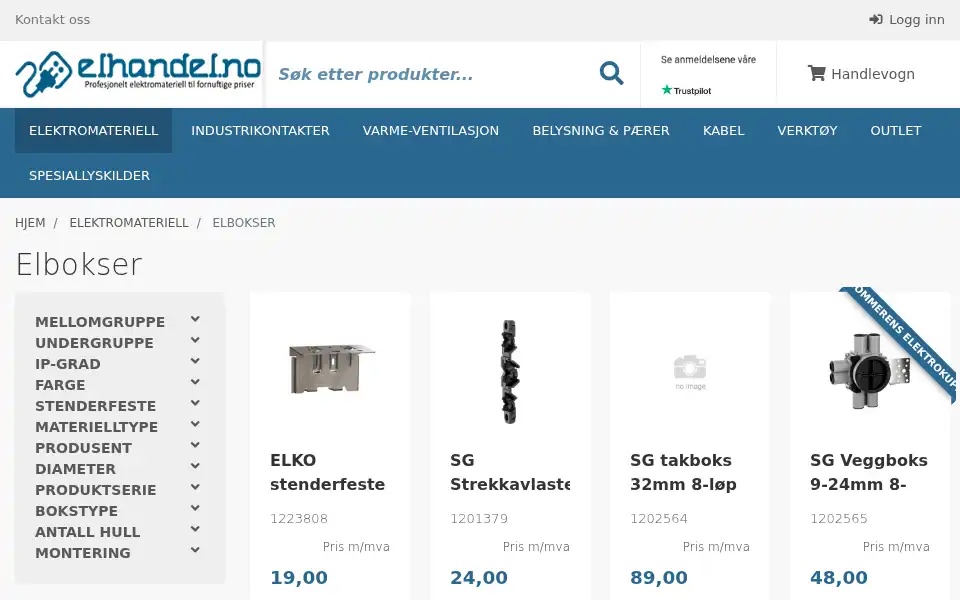 Screenshot of elhandel.no