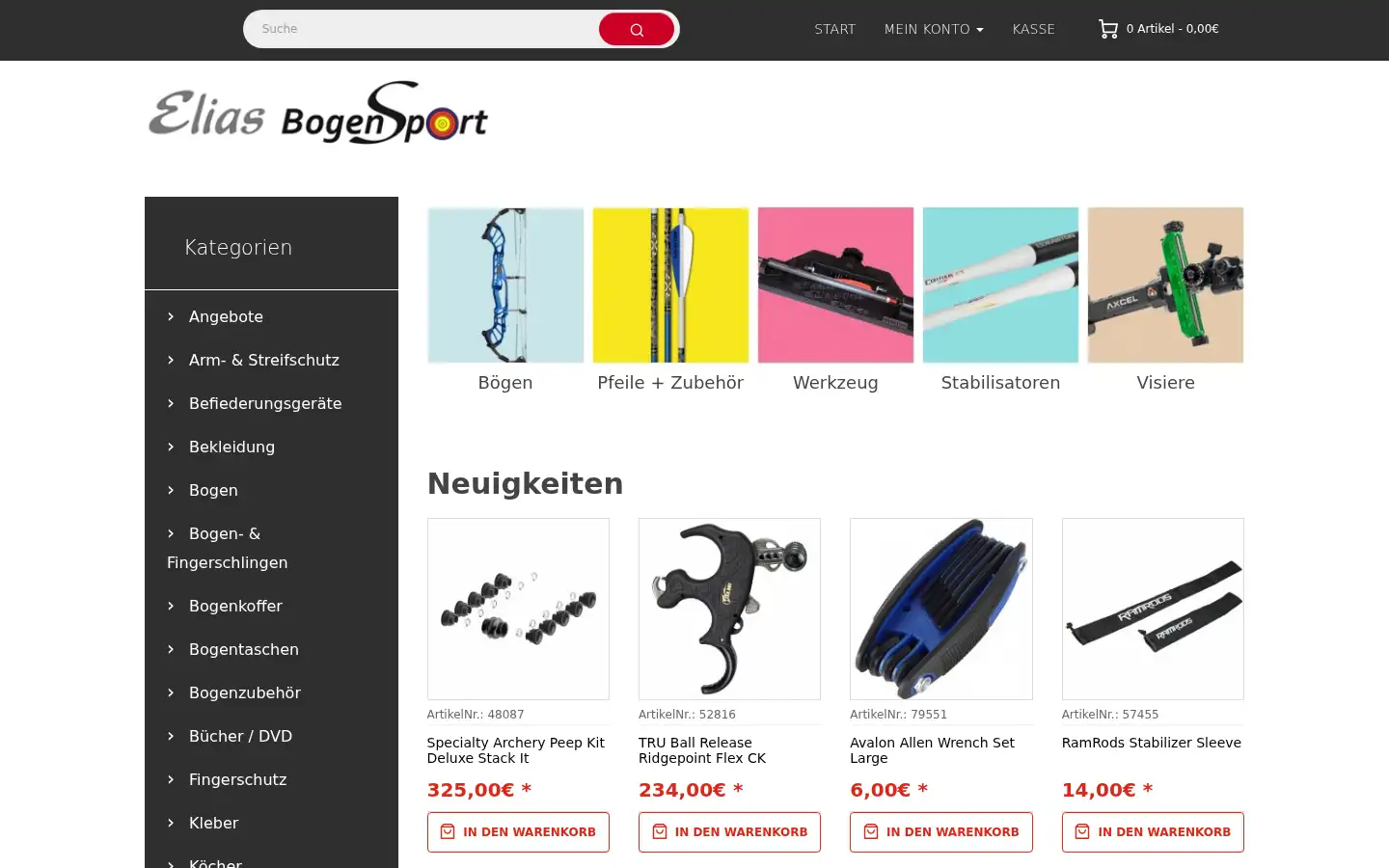 Screenshot of elias-bogensport.de