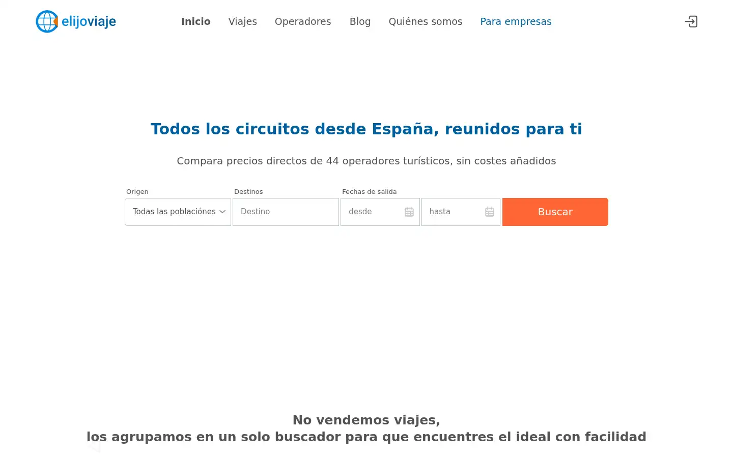 Screenshot of elijoviaje.es