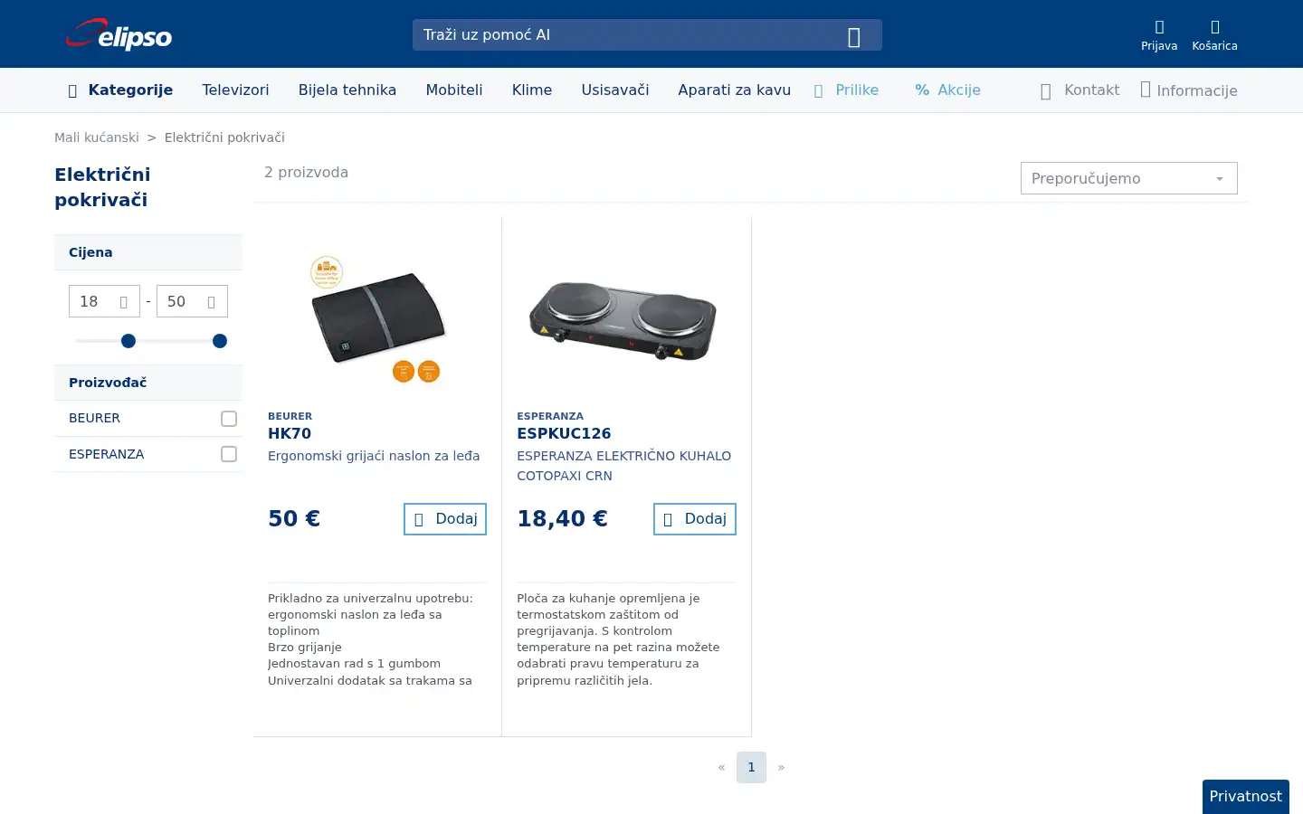 Screenshot of elipso.hr