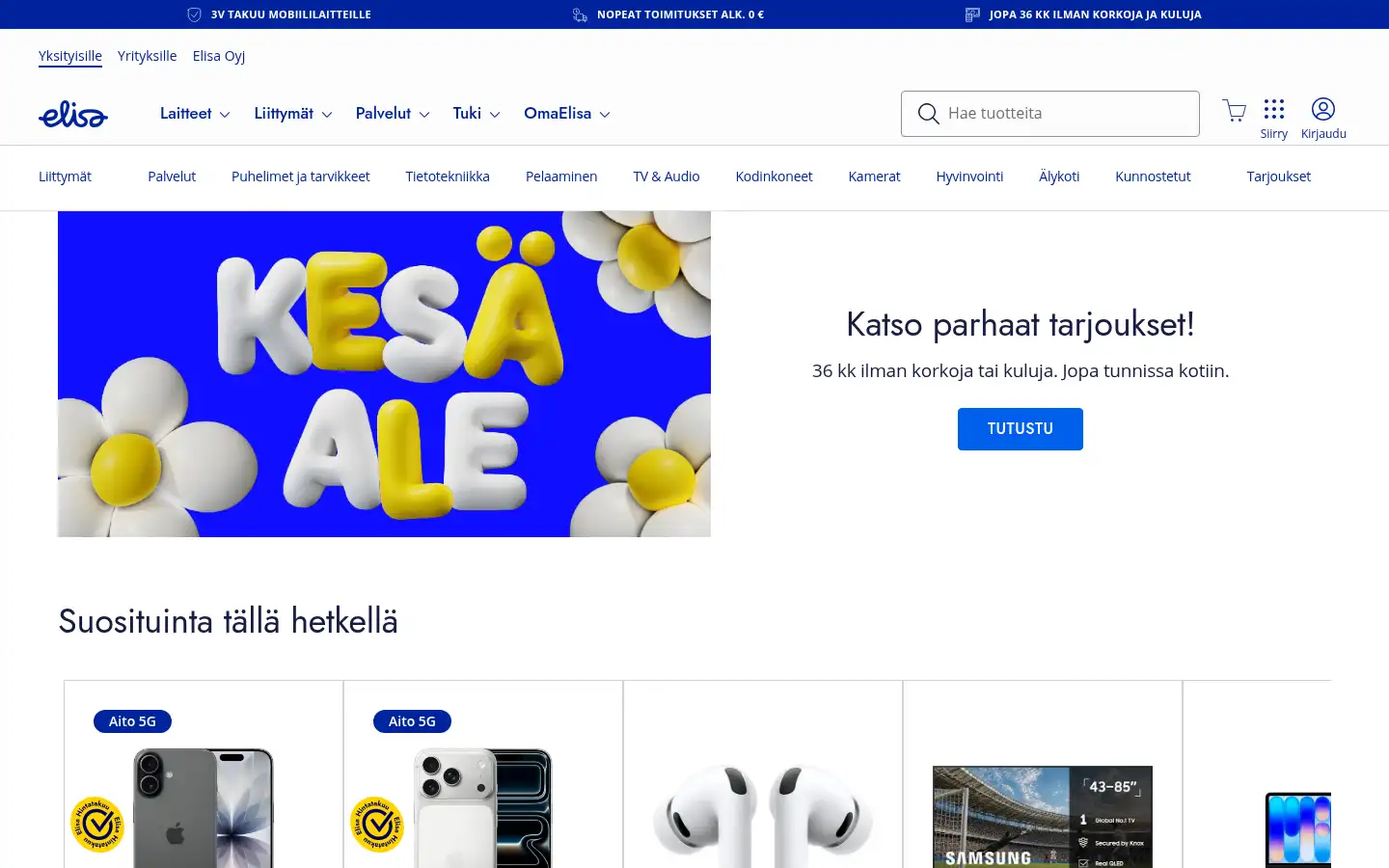 Screenshot of elisa.fi