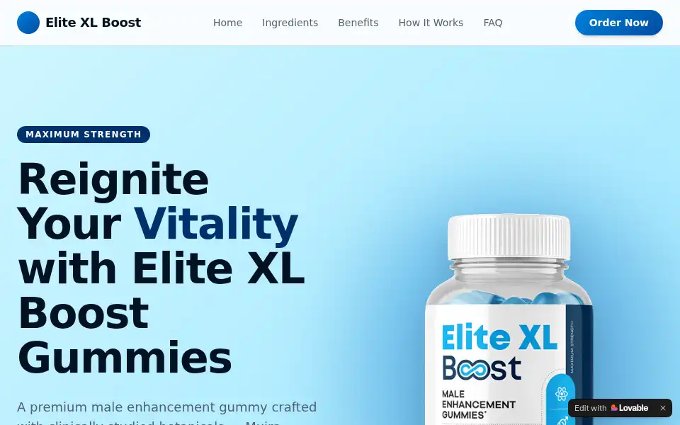 Screenshot of elite-xl-boost-gummies.lovable.app