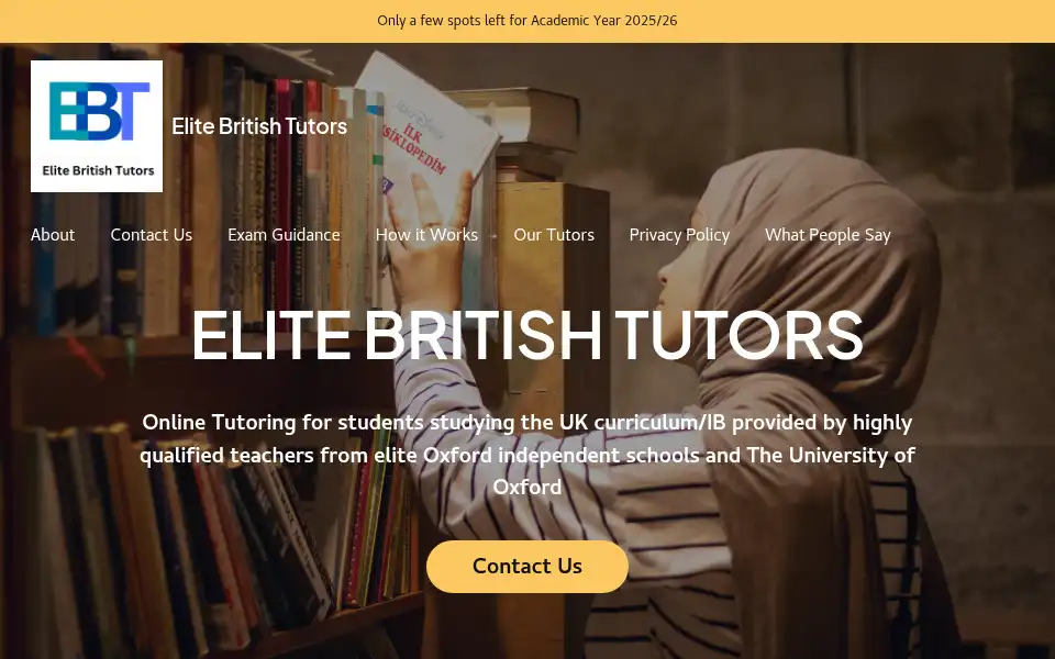 Screenshot of elitebritishtutors.com