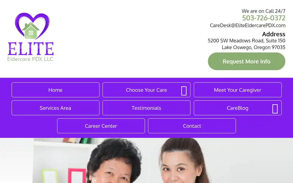 Screenshot of eliteeldercarepdx.com