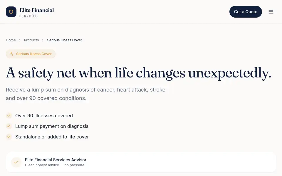 Screenshot of elitefinancialservices.ie