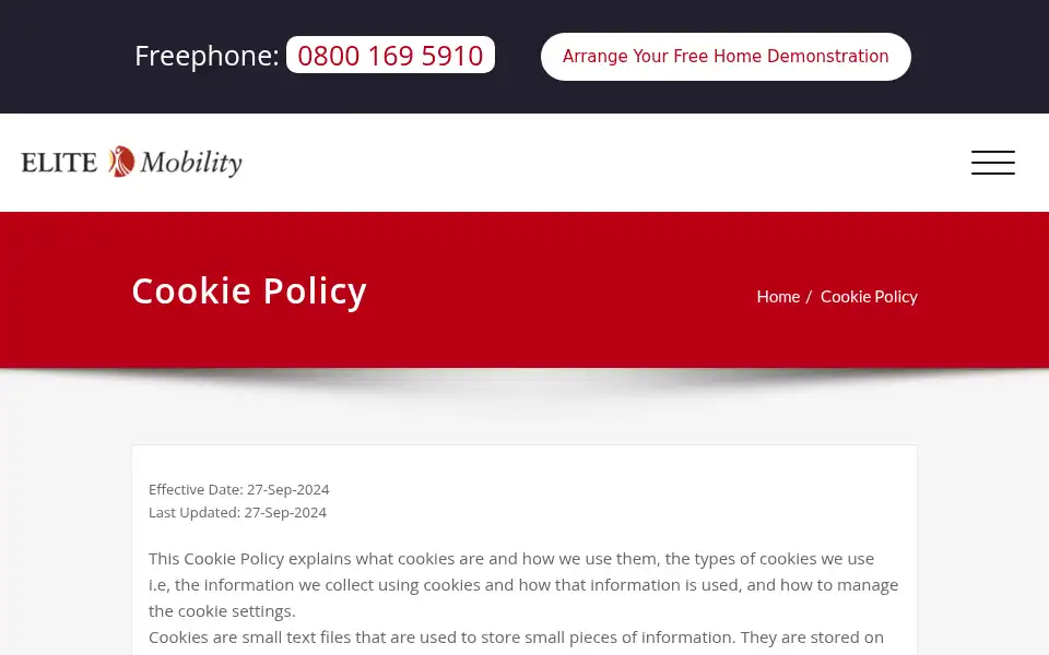 Screenshot of elitemobility.co.uk