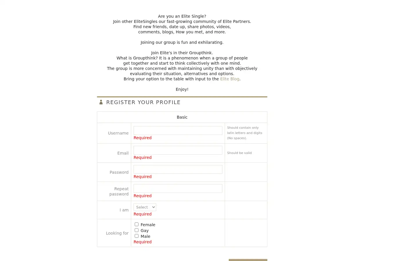 Screenshot of elitepartner.com