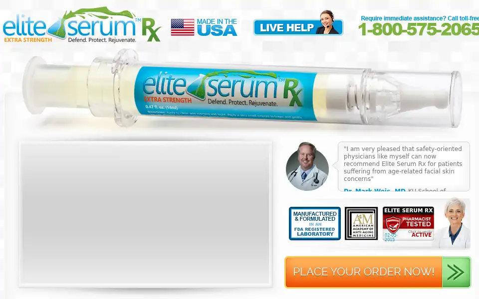 Screenshot of eliteserum.com