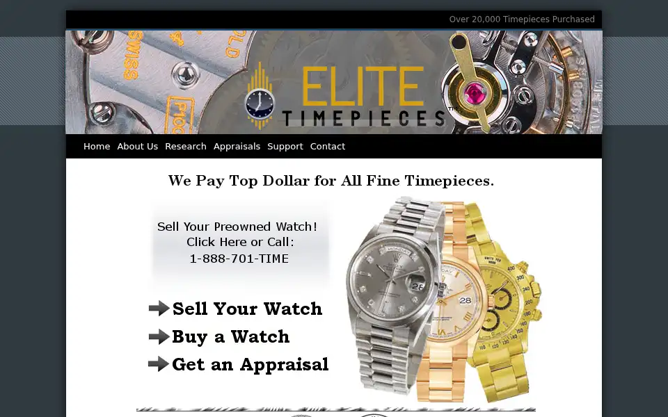 Screenshot of elitetimepieces.com