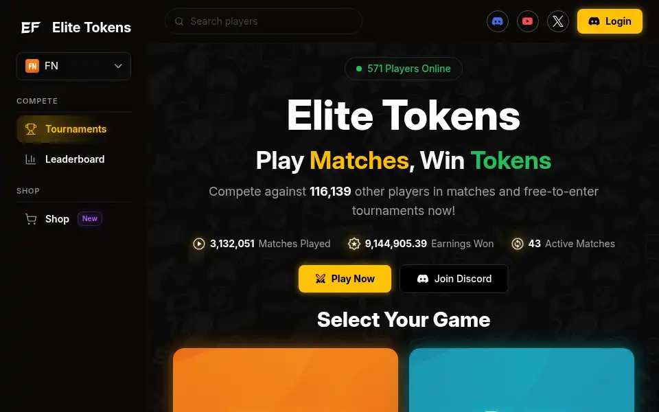 Screenshot of elitetokens.gg