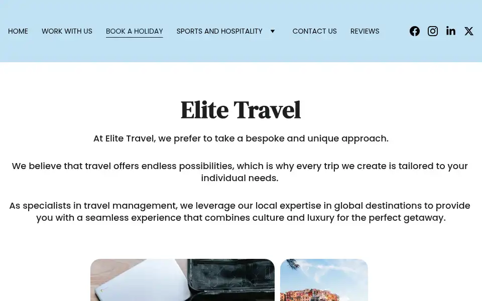 Screenshot of elitetravelexplorers.com