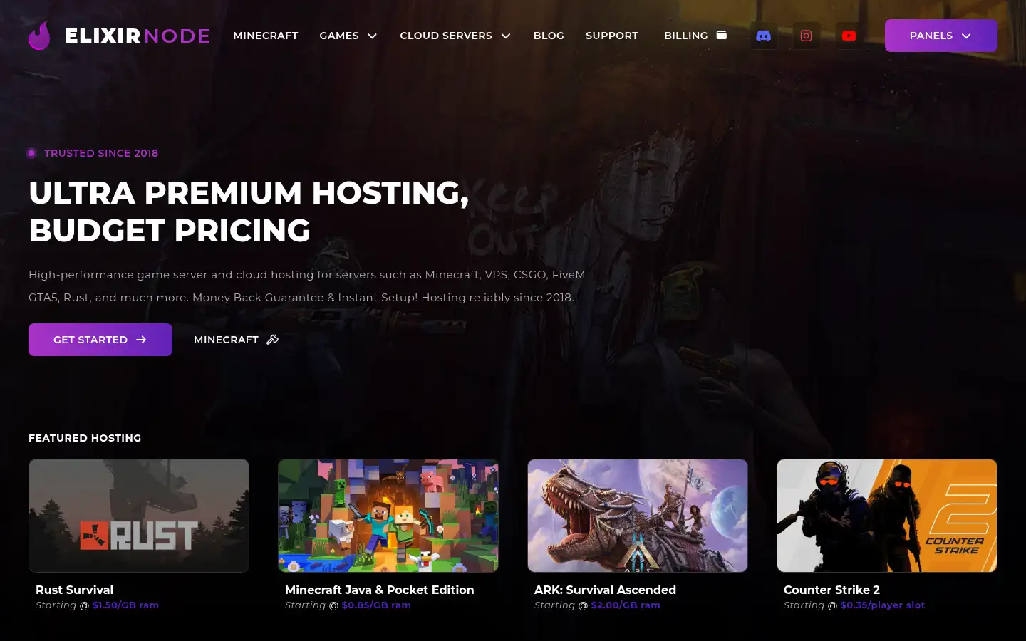 Screenshot of elixirnode.com
