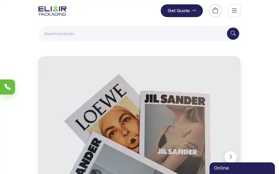 Screenshot of elixirpackaging.com