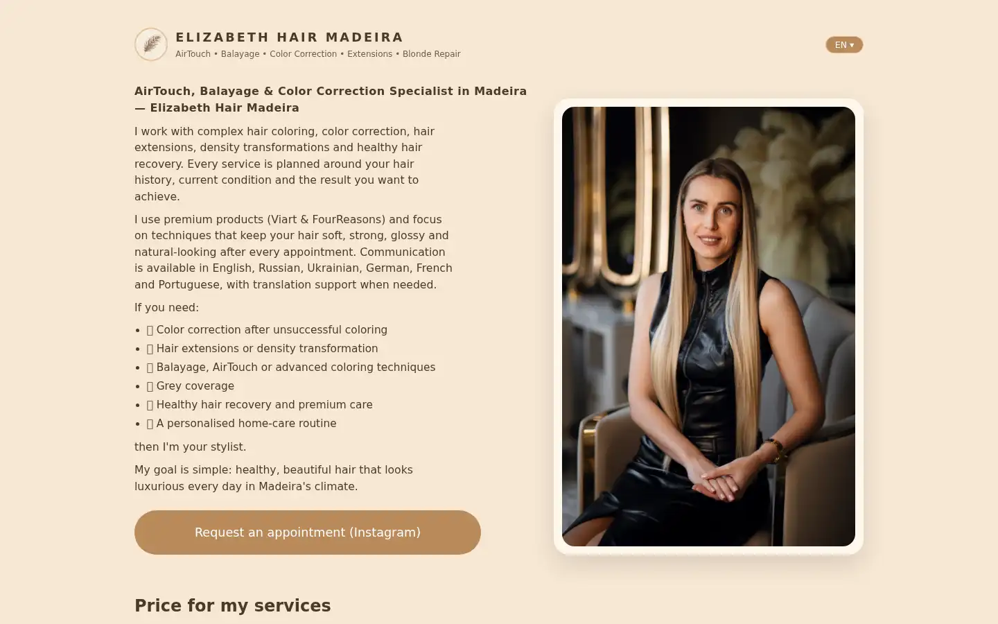 Screenshot of elizabethhair.pt