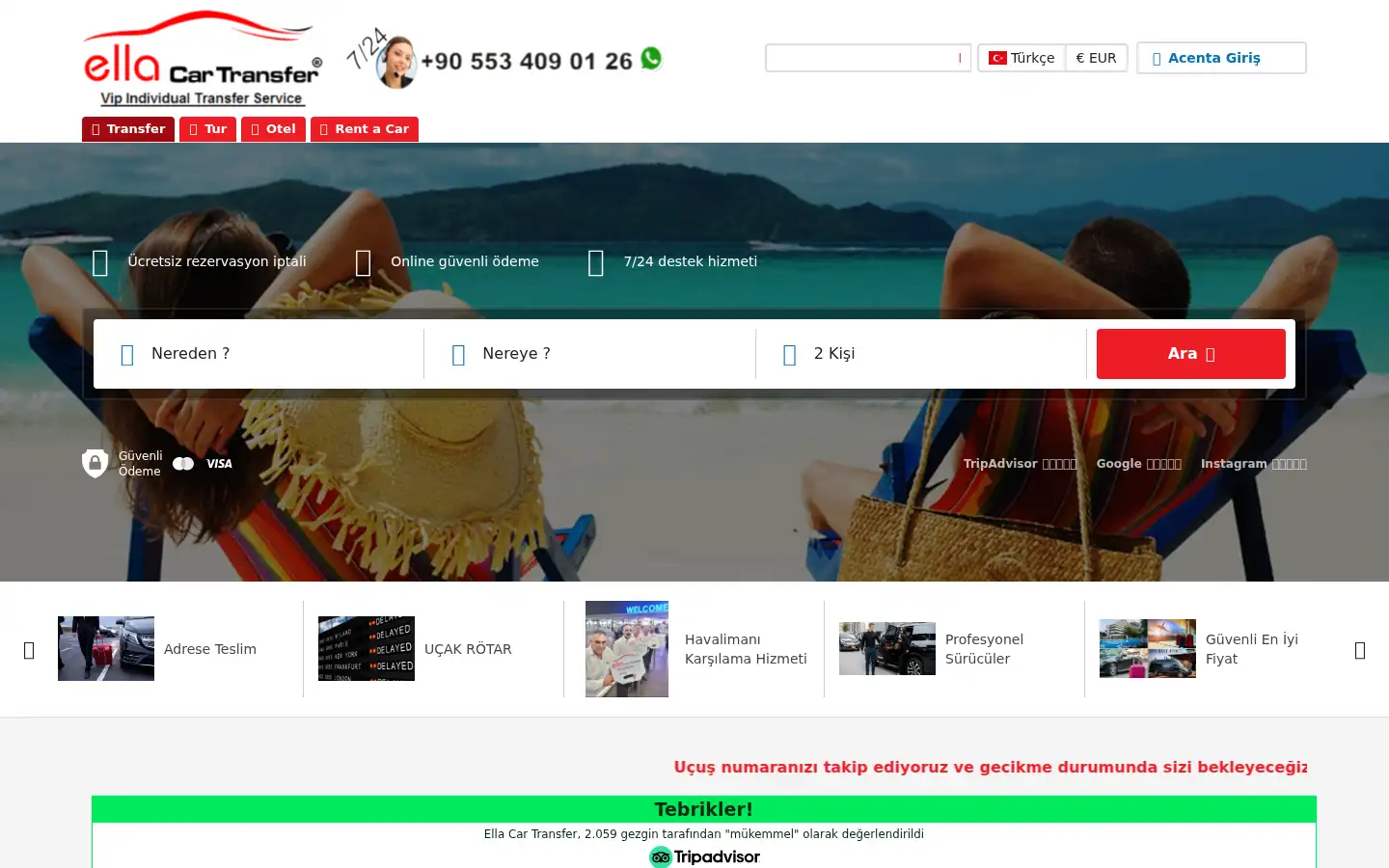 Screenshot of ellacartransfer.com
