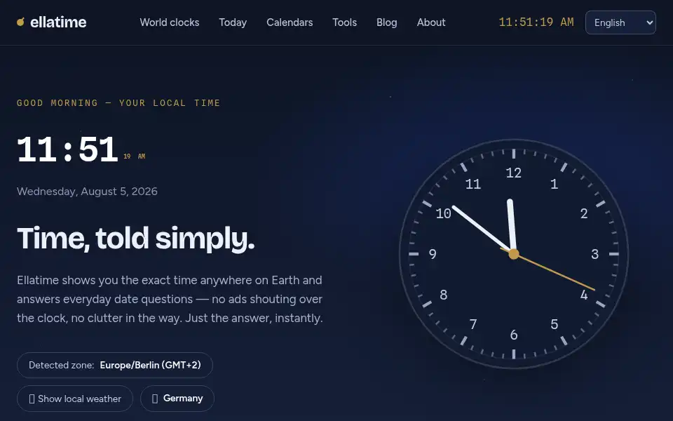 Screenshot of ellatime.com