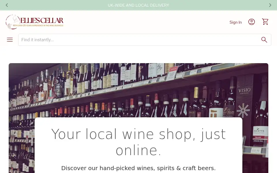 Screenshot of elliescellar.com