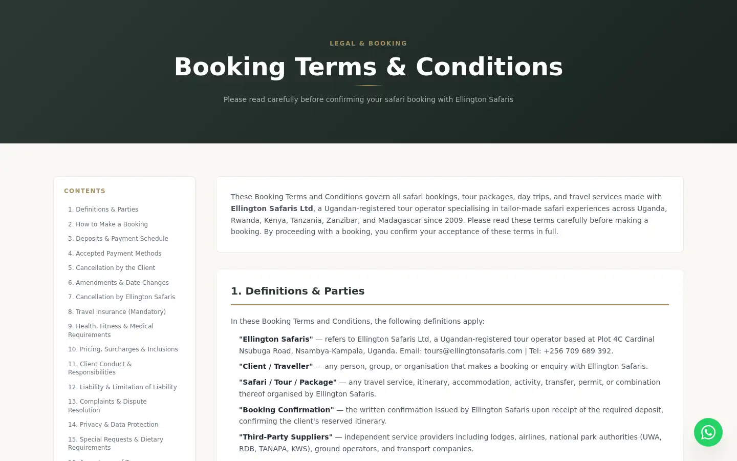 Screenshot of ellingtonsafaris.com