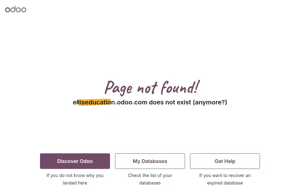 Screenshot of elliseducation.odoo.com