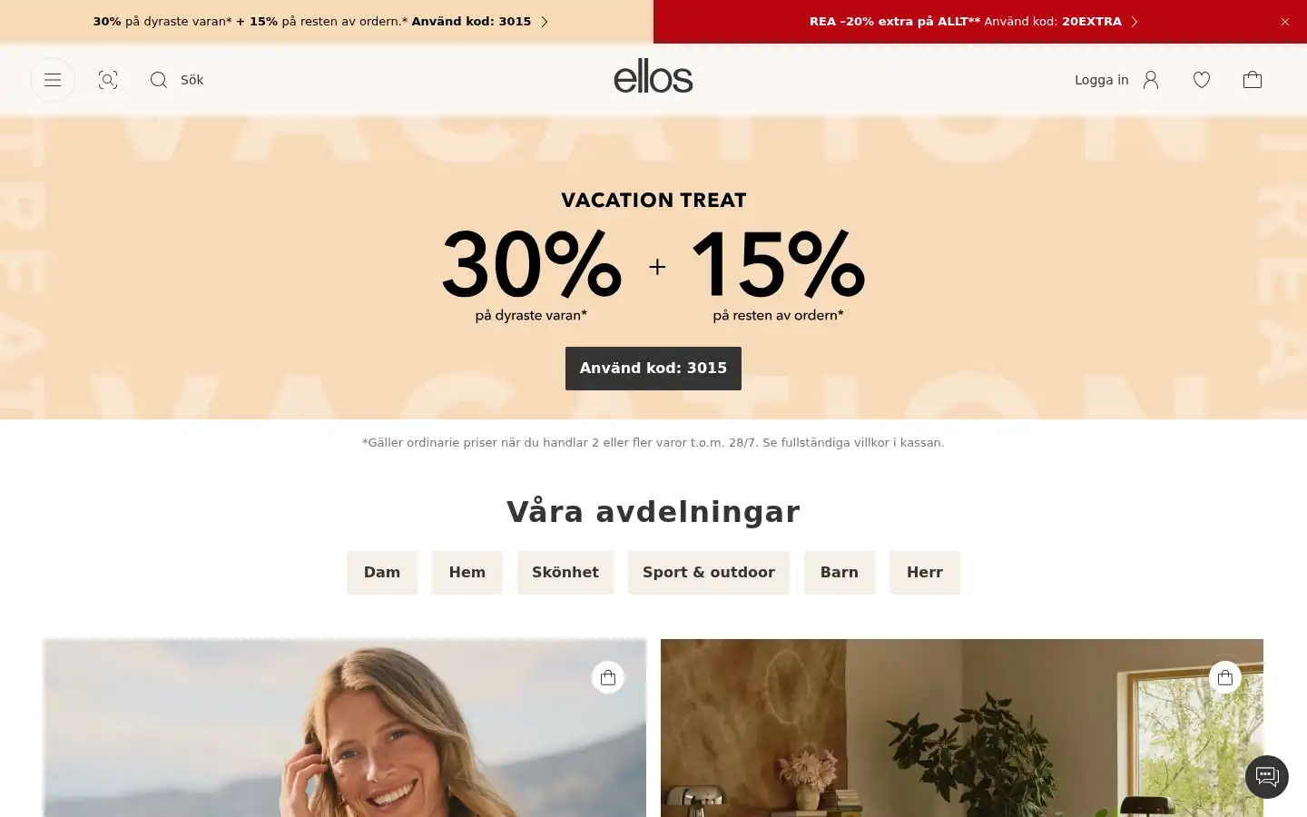 Screenshot of ellos.se
