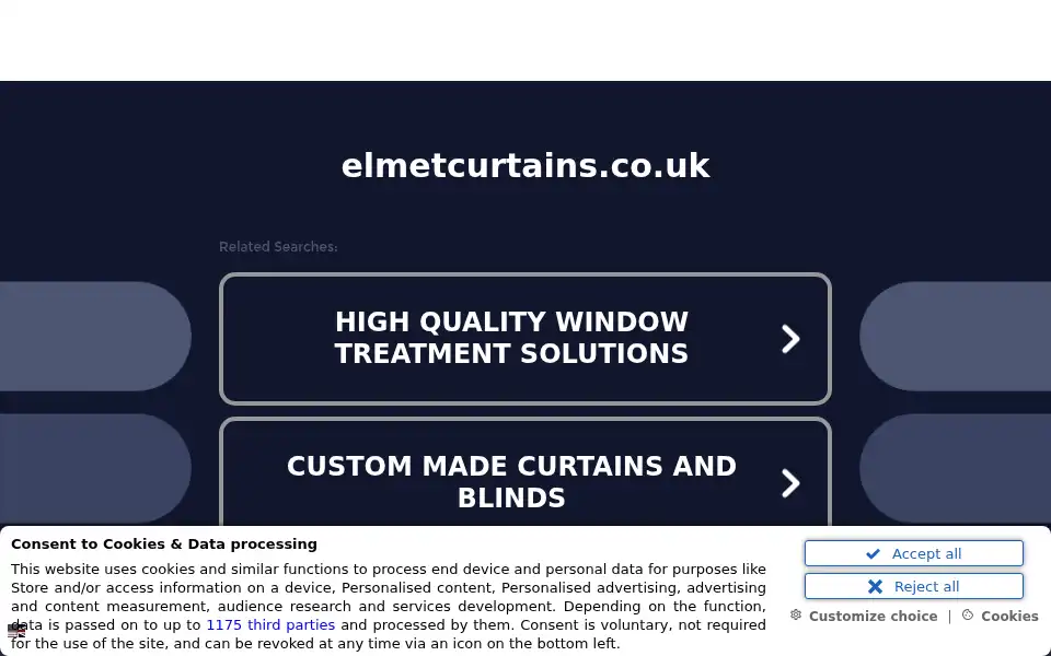 Screenshot of elmetcurtains.co.uk