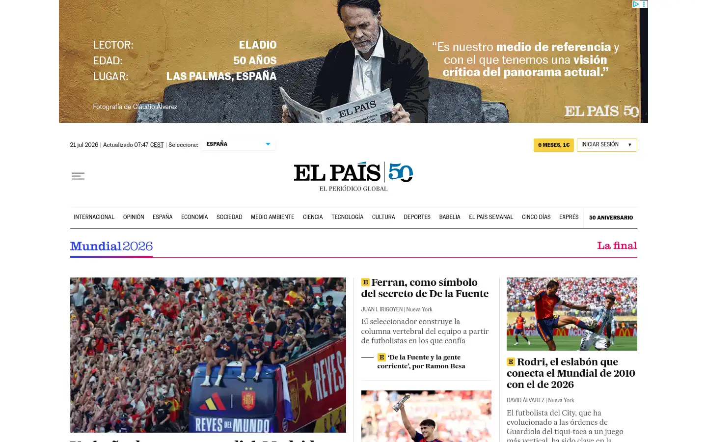Screenshot of elpais.com