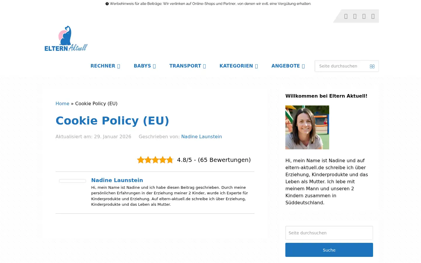 Screenshot of eltern-aktuell.de