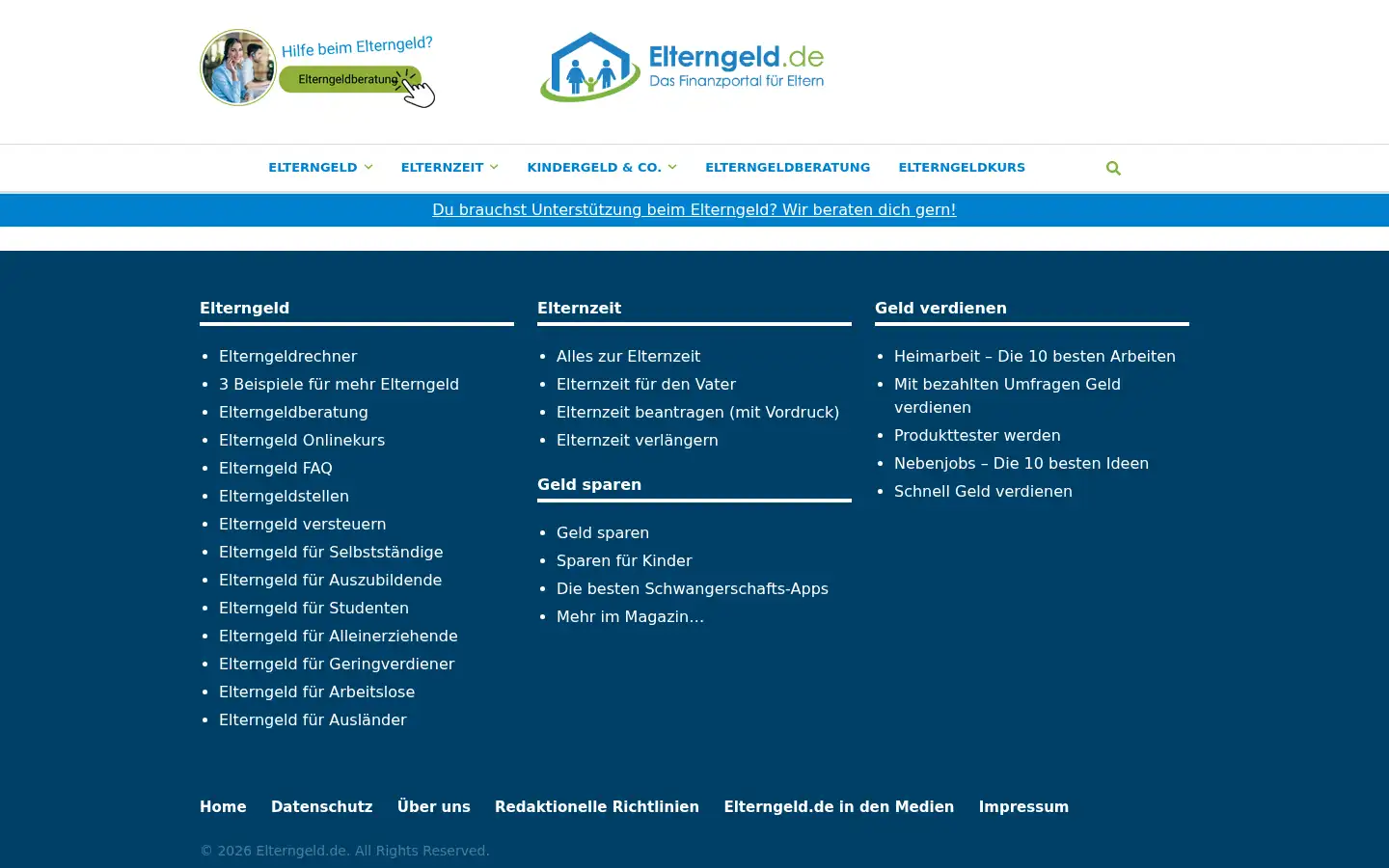 Screenshot of elterngeld.de