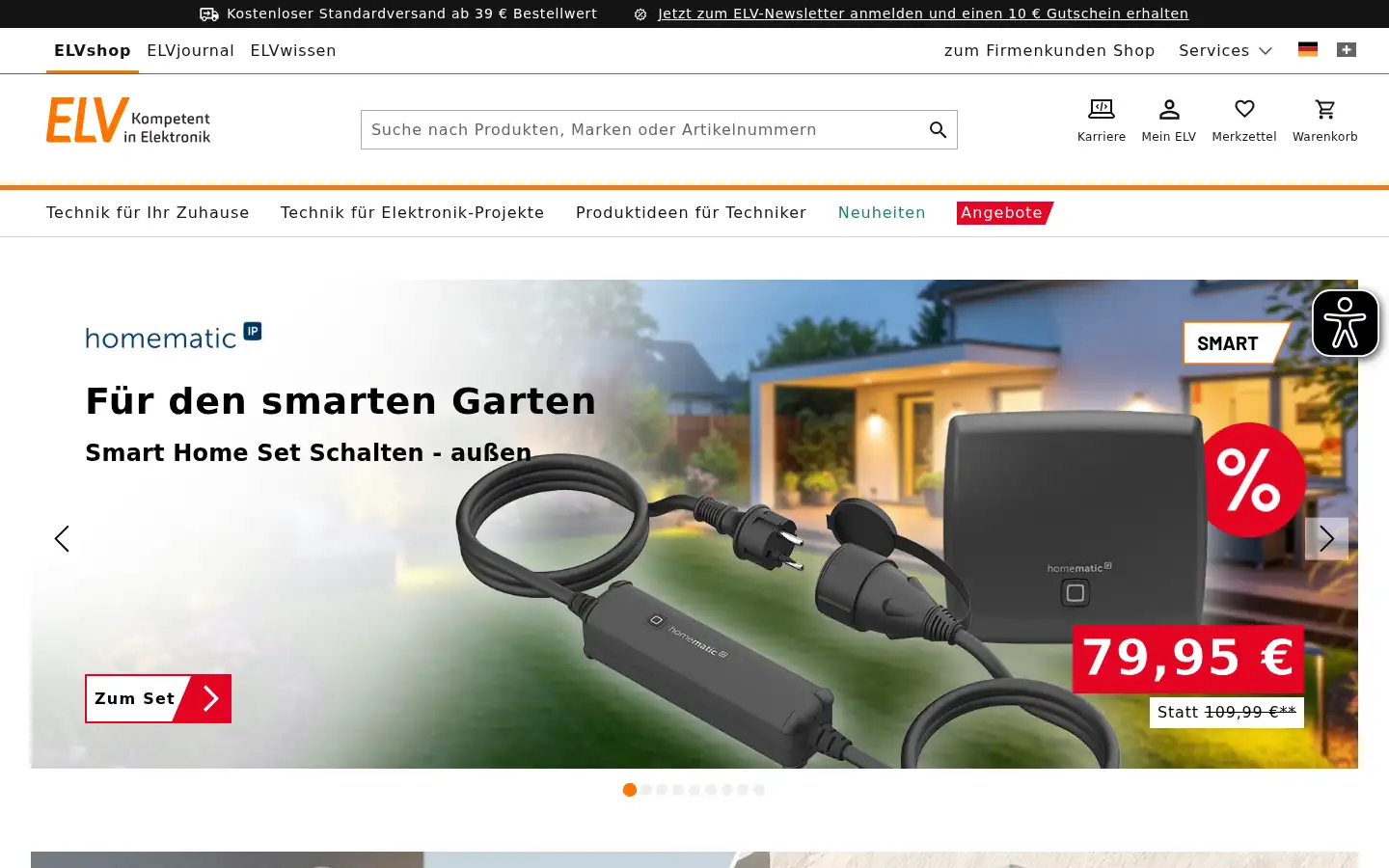 Screenshot of elv.de
