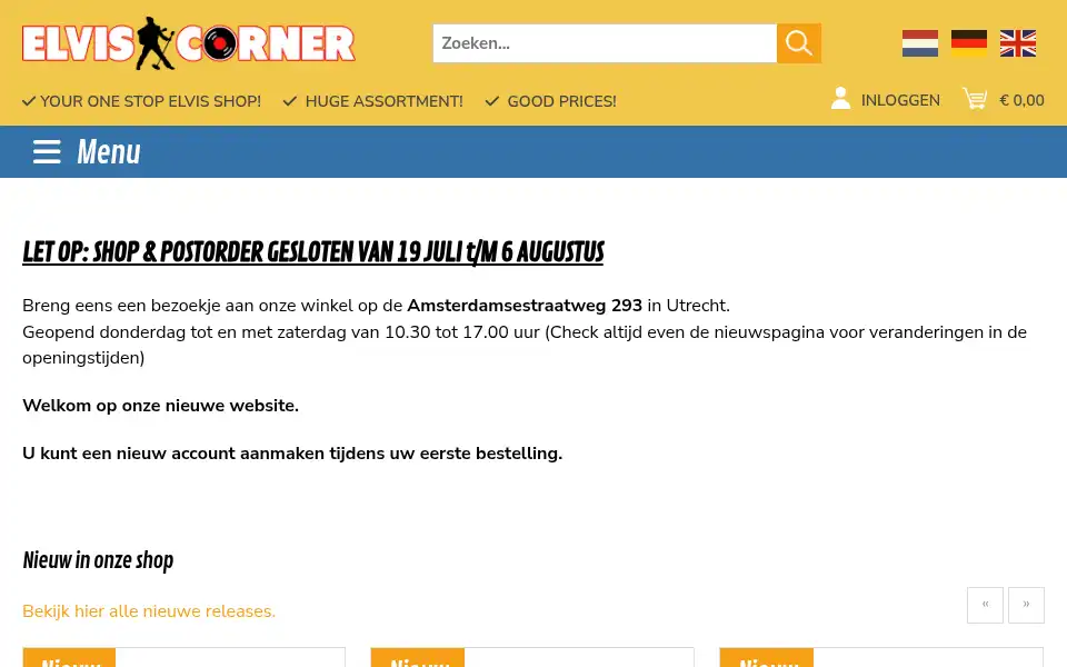 Screenshot of elviscorner.com