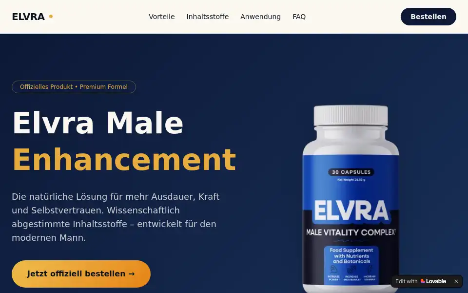 Screenshot of elvra-male-enhancement.lovable.app