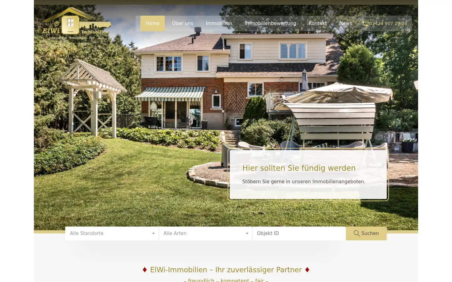 Screenshot of elwi-immobilien.de