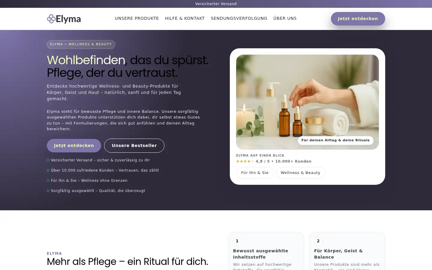 Screenshot of elyma.de