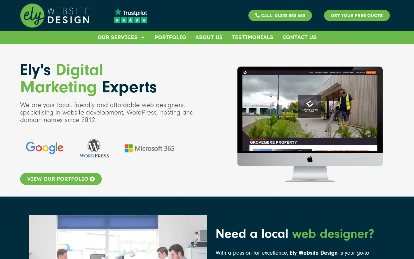 Screenshot of elywebsitedesign.co.uk