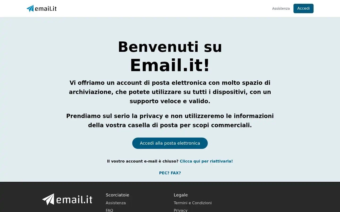 Screenshot of email.it