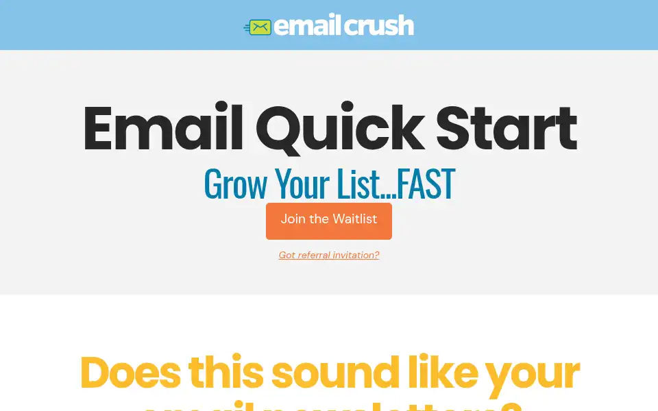 Screenshot of emailquickstart.com