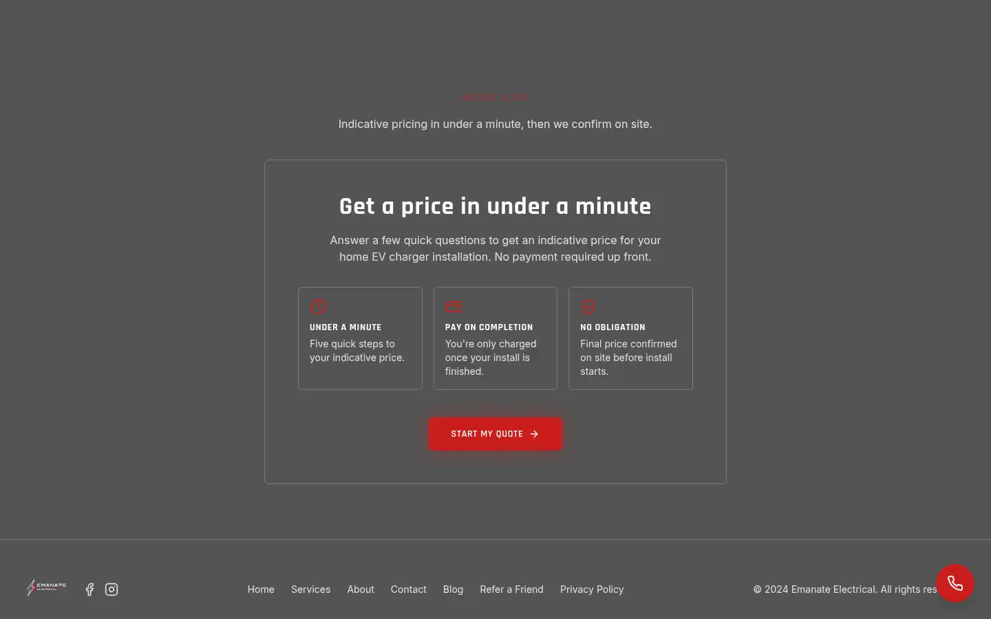 Screenshot of emanateelectrical.co.uk