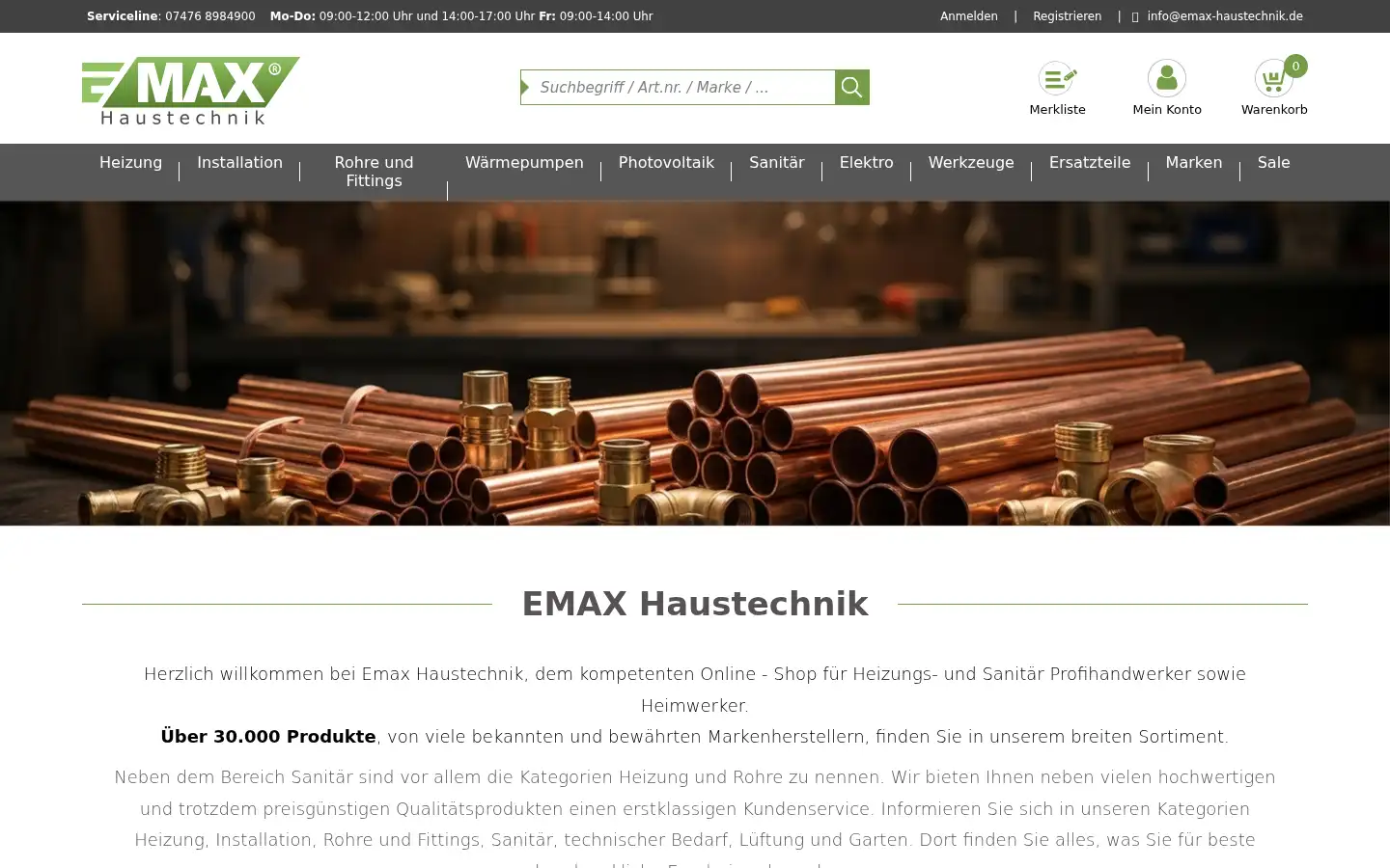 Screenshot of emax-haustechnik.de