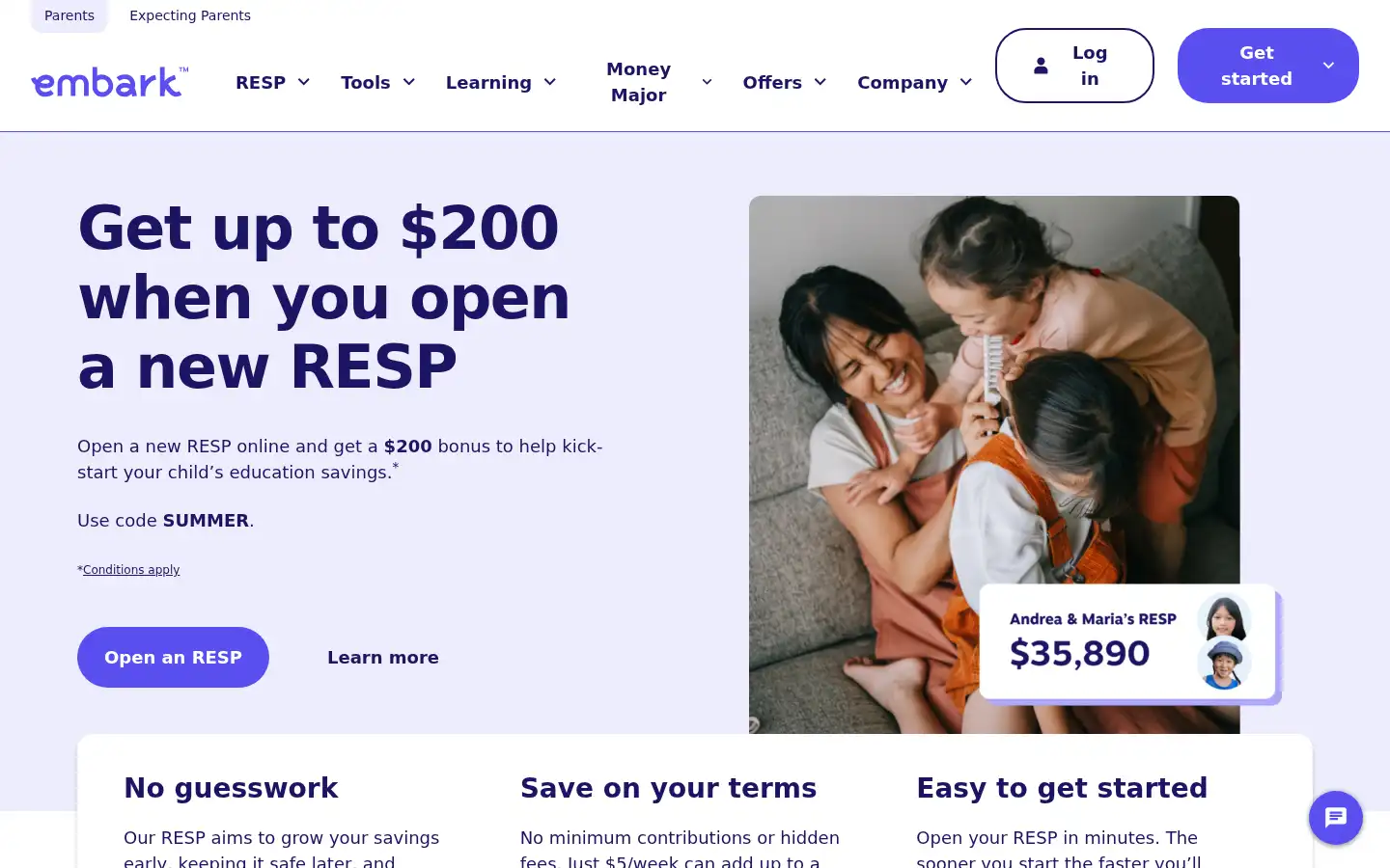 Screenshot of embark.ca