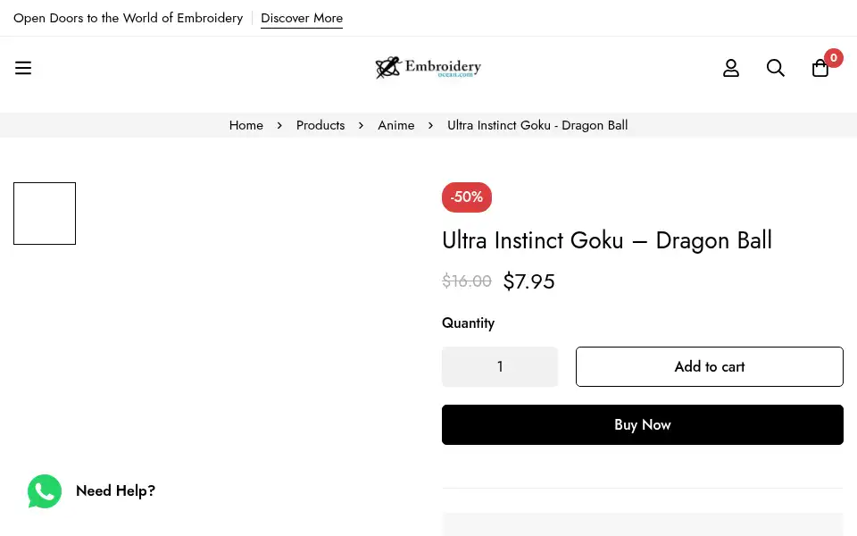 Screenshot of embroideryocean.com