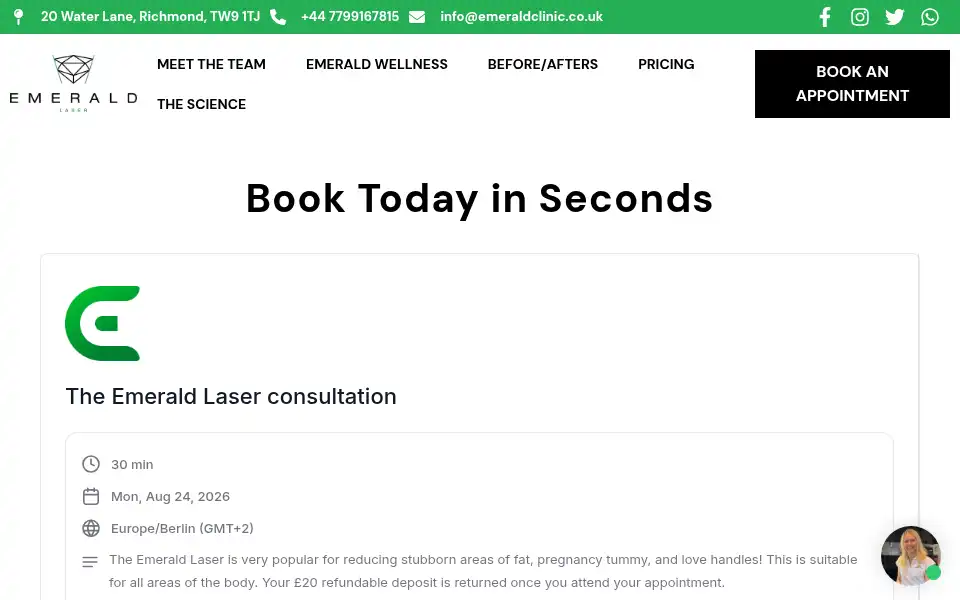 Screenshot of emeraldclinic.co.uk