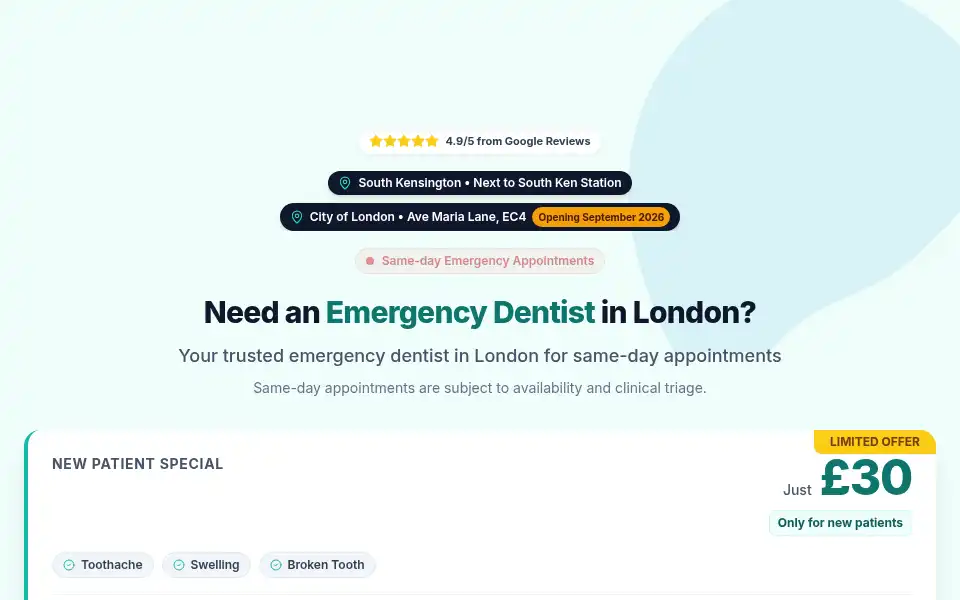 Screenshot of emergencydentistinlondon.co.uk
